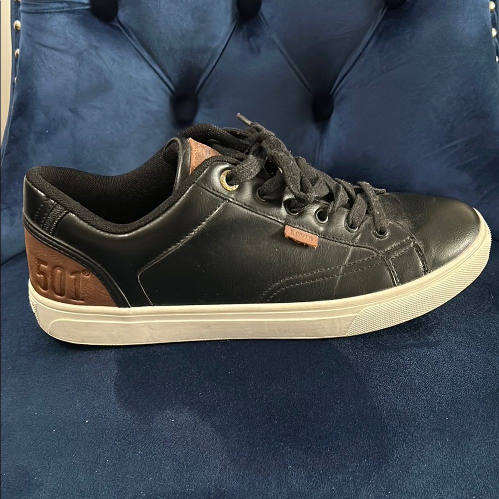 Levi's Black Sneakers with Leather Upper and White Sole